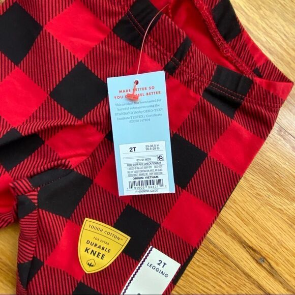 Cat & Jack Girls Red Buffalo Checker Leggings - Picture 4 of 6